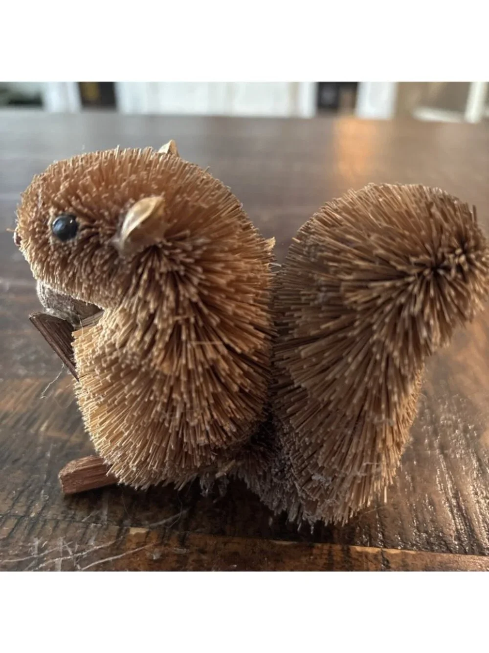 Bristle Bottle Brush Squirrel Holding Nut Christmas Holiday Ornament Brown 4”
